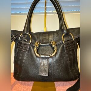 BVLGARI Dark Brown Leather Shoulder Bag